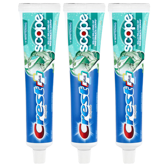 Crest, Complete Plus™, Scope® + Whitening, Fluoride Toothpaste, Minty Fresh Striped , 3 Pack, 5.4 oz (153 g) Each