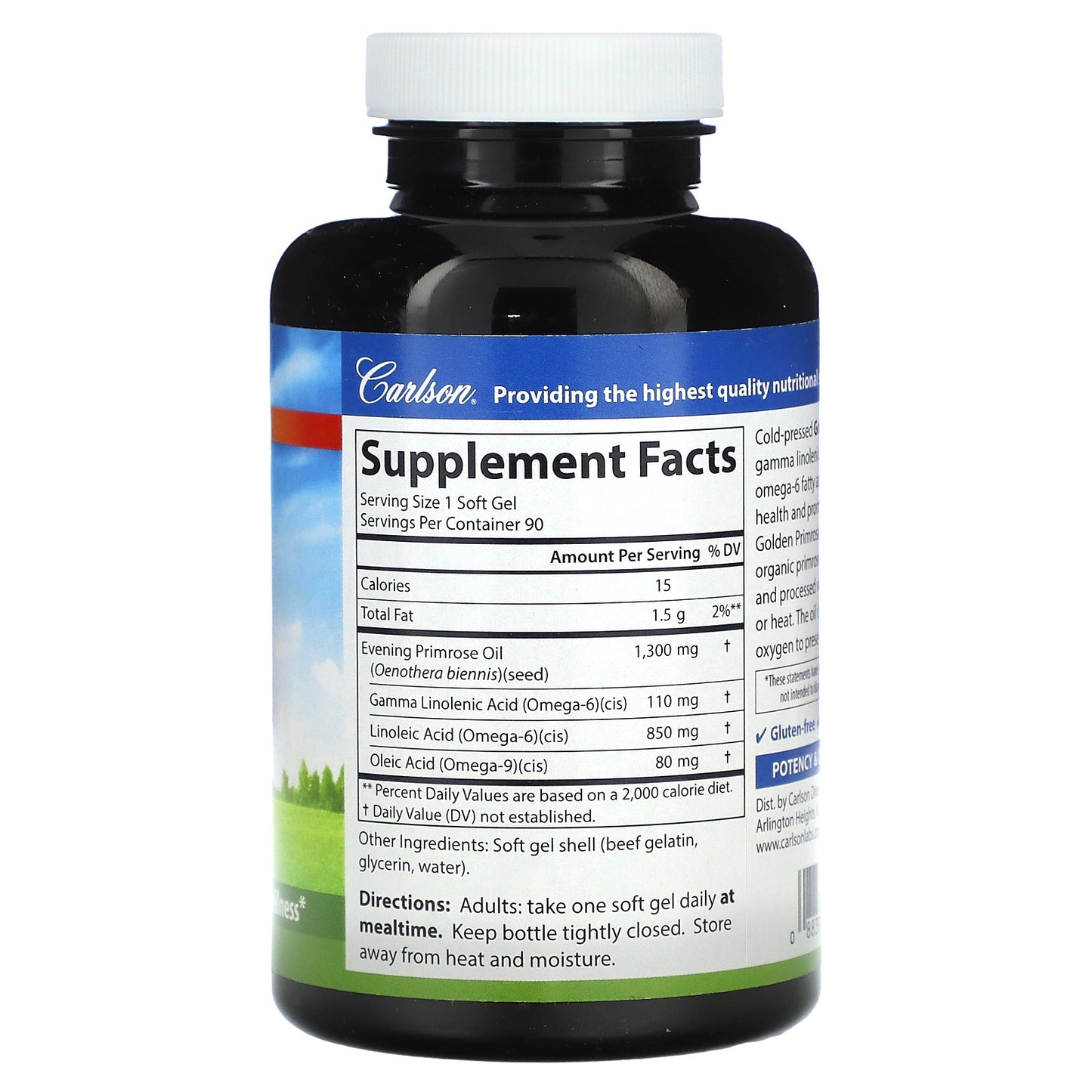 Carlson, Cold-Pressed Golden Primrose, 1,300 mg, 90 Soft Gels