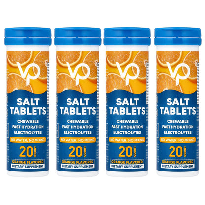 Venture Pal, Salt Tablets Chewable Electrolytes, Orange, 4 Tubes, 20 Tablets Each