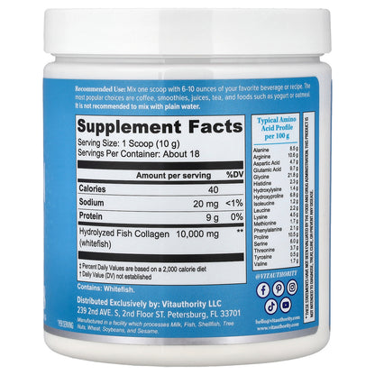 Vitauthority, Marine Collagen, Unflavored, 6.35 oz (180 g)