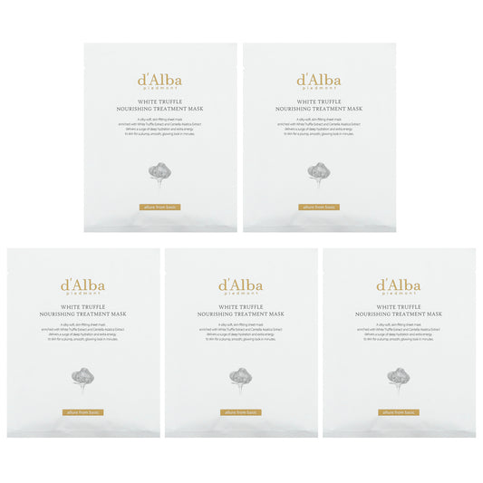 d'Alba, White Truffle Nourishing Treatment Beauty Mask, 5 Sheet Masks, 0.84 fl oz (25 ml) Each