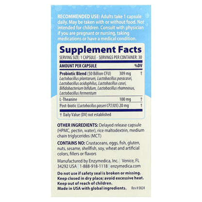 Enzymedica, SubCulture™ Probiotic For Mood, 30 Delayed Release Capsules