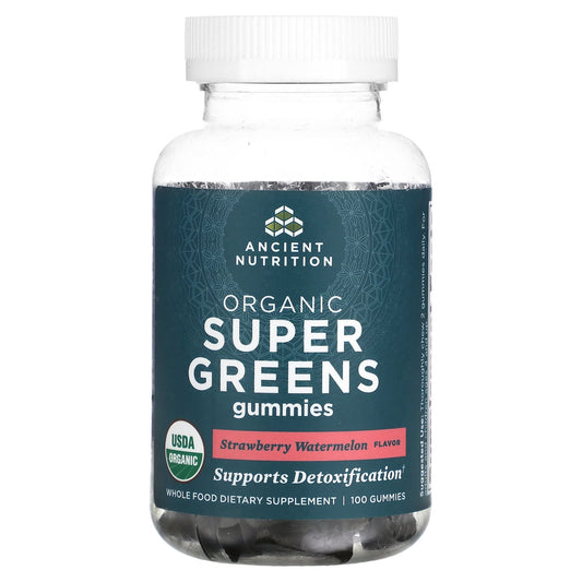 Ancient Nutrition, Organic Super Greens, Gummies, Strawberry Watermelon, 100 Gummies