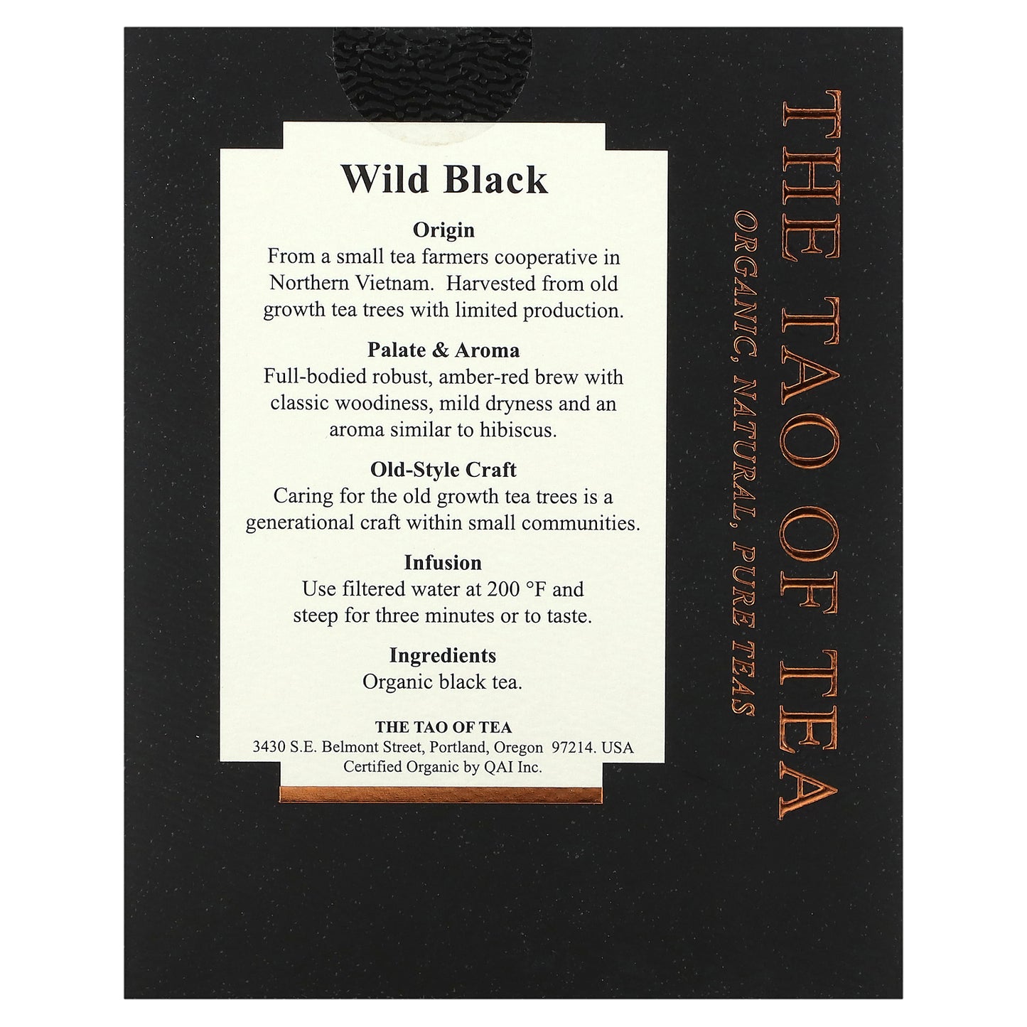 The Tao of Tea, Organic Black Tea, Wild Black, 15 Pyramid Sachets, 1.32 oz (37.5 g)