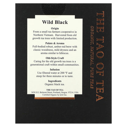 The Tao of Tea, Organic Black Tea, Wild Black, 15 Pyramid Sachets, 1.32 oz (37.5 g)