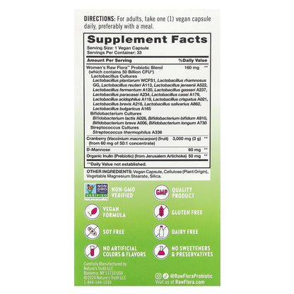 Nature's Truth, Women's Care, Raw Flora™ Probiotic-18, 33 Vegan Capsules