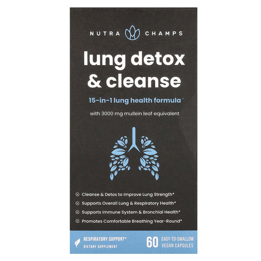 NutraChamps, Lung Detox & Cleanse, 60 Easy-To-Swallow Vegan Capsules