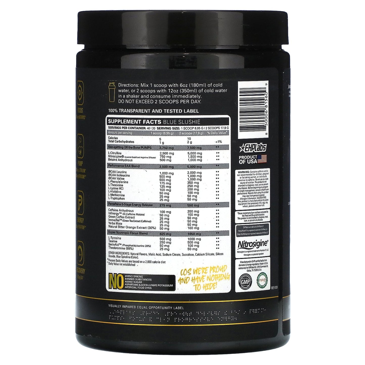 EHPlabs, Pride, King of Pre Workouts, Blue Slushie, 12.6 oz (358 g)