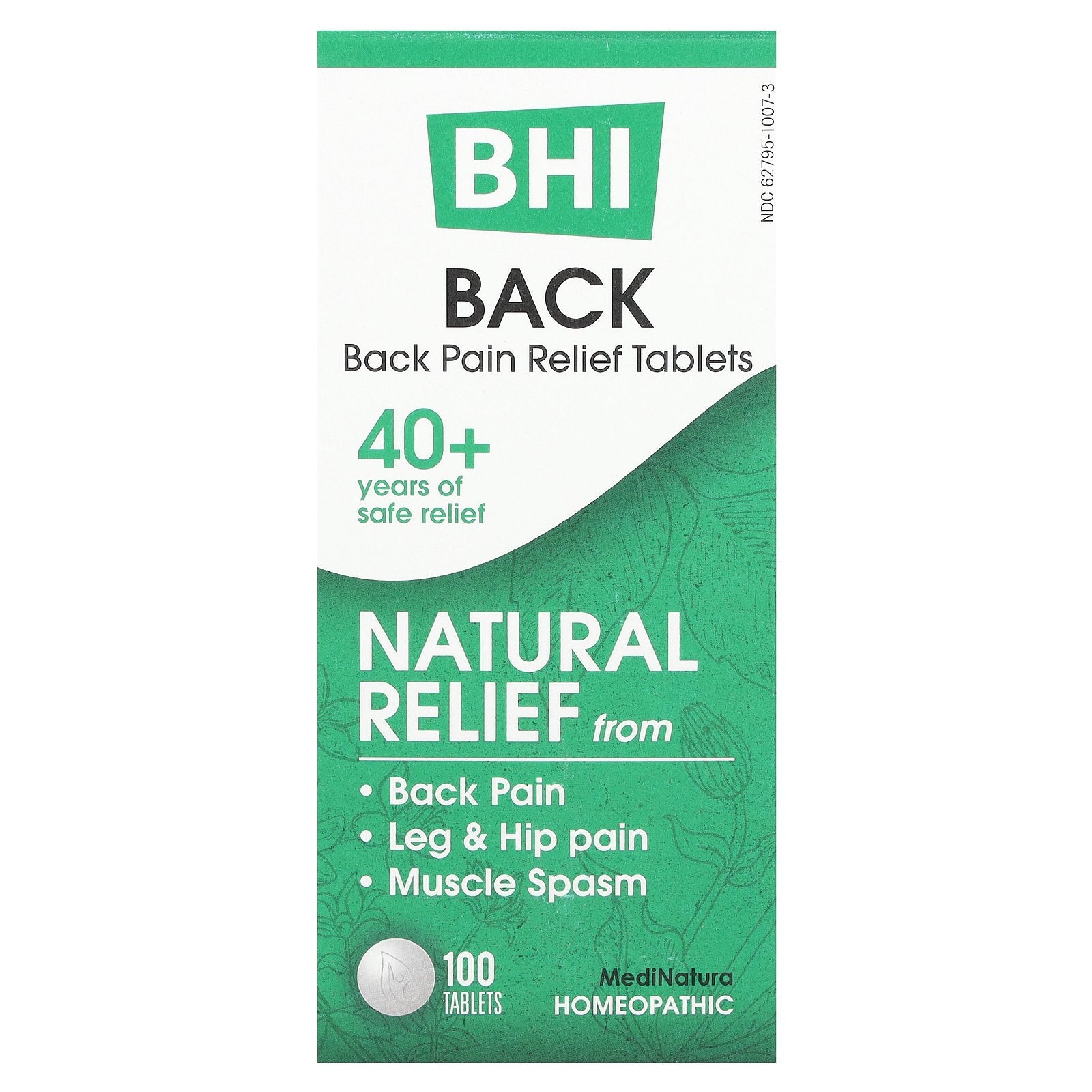 MediNatura, BHI, Back Pain Relief Tables, 100 Tablets