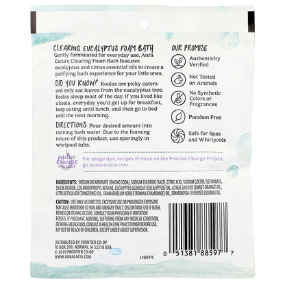 Aura Cacia, Foam Bath, Clearing  Eucalyptus, 2.5 oz (70.9 g)
