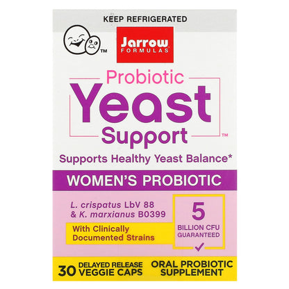 Jarrow Formulas, Probiotic Yeast Support, Women’s Probiotic, 5 Billion CFU, 30 Delayed Release Veggie Caps