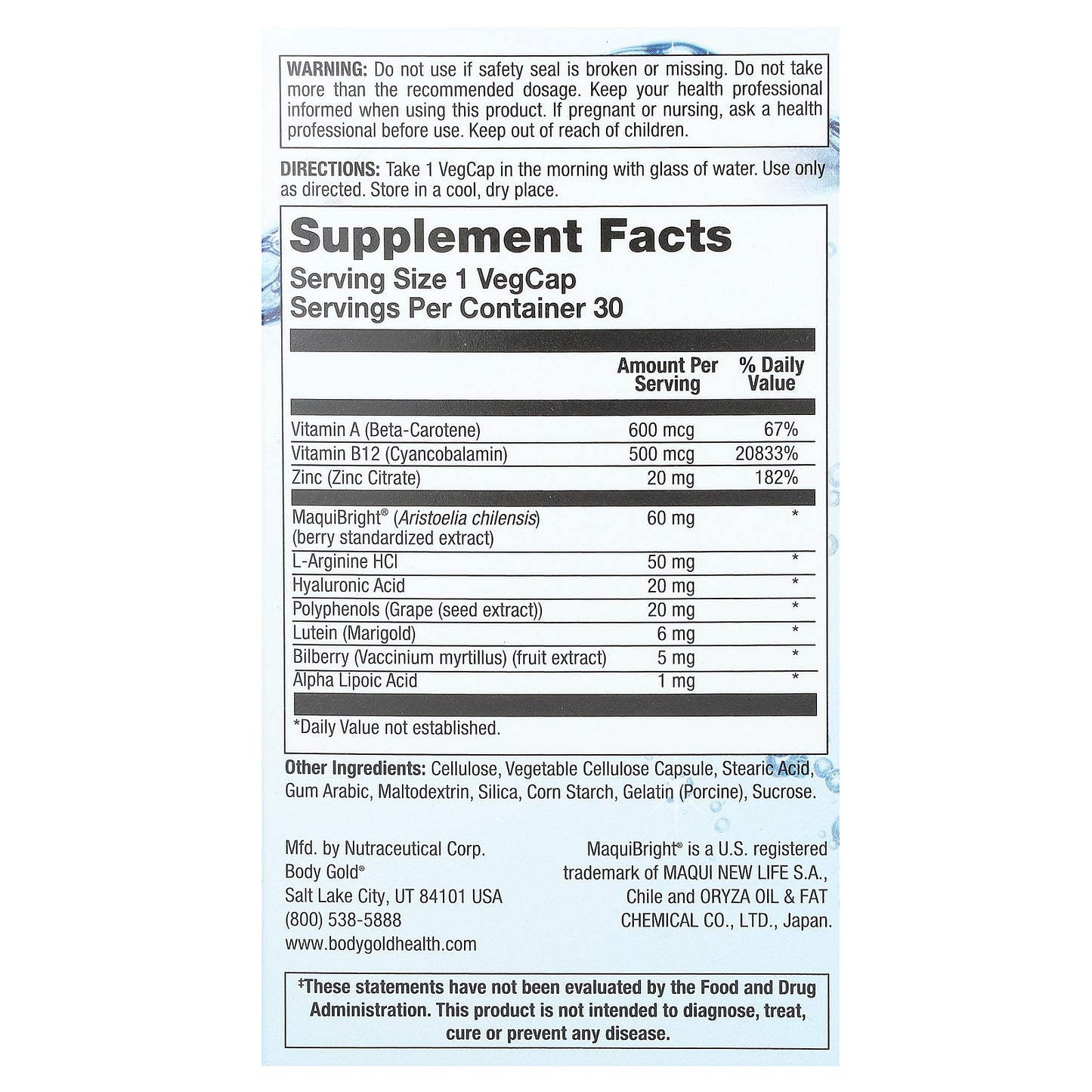 BodyGold, Liqua Soothe , 30 VegCaps