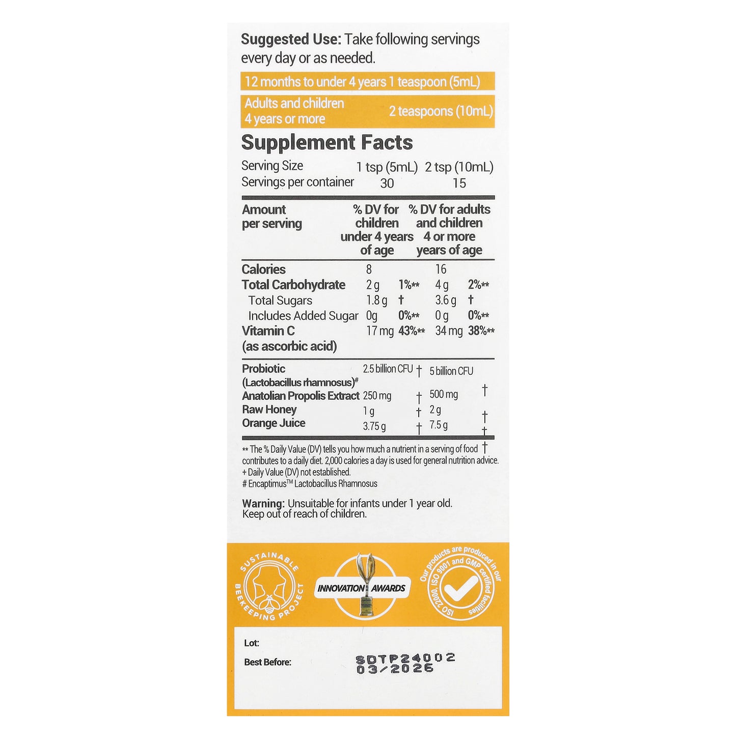 Bee & You, Propolis Immune DayTime Syrup, 5 fl oz (150 ml)