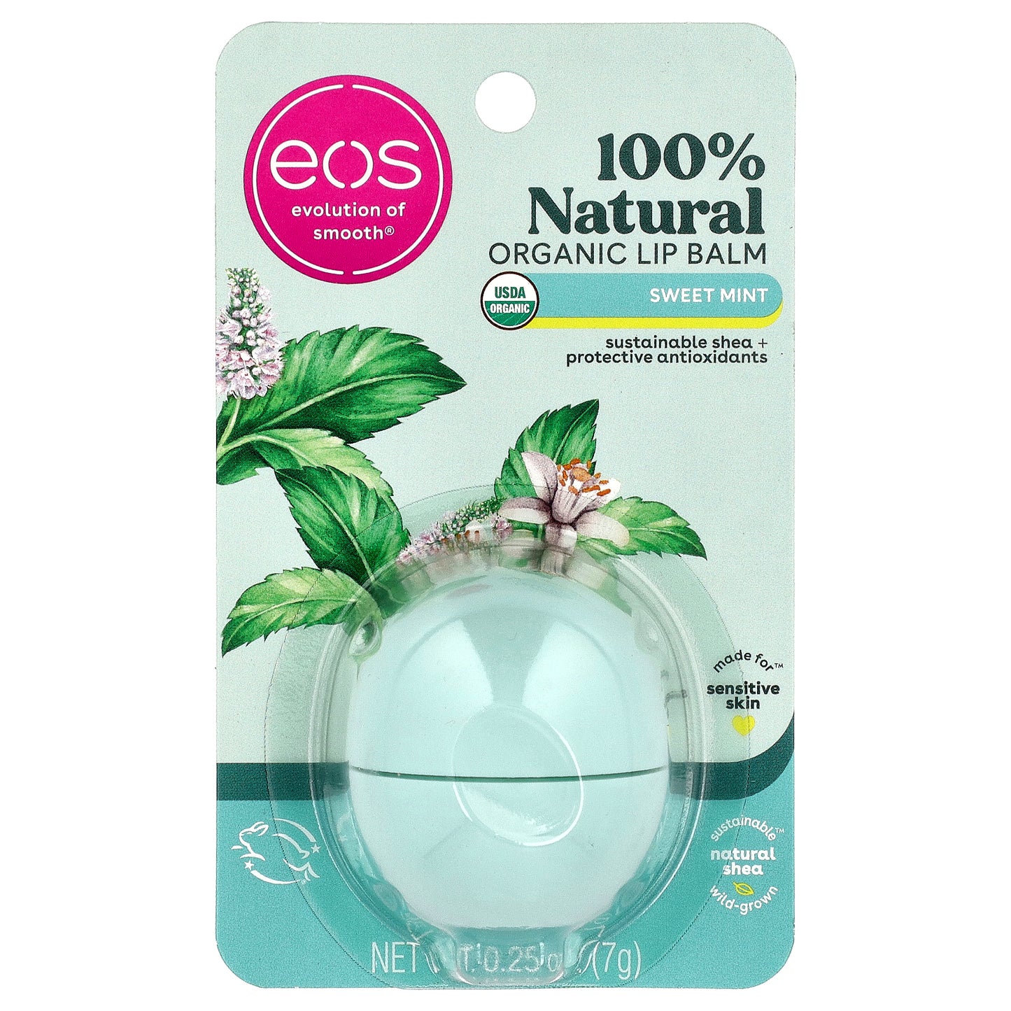 EOS, 100% Natural Organic Lip Balm, Sweet Mint, 0.25 oz (7 g)