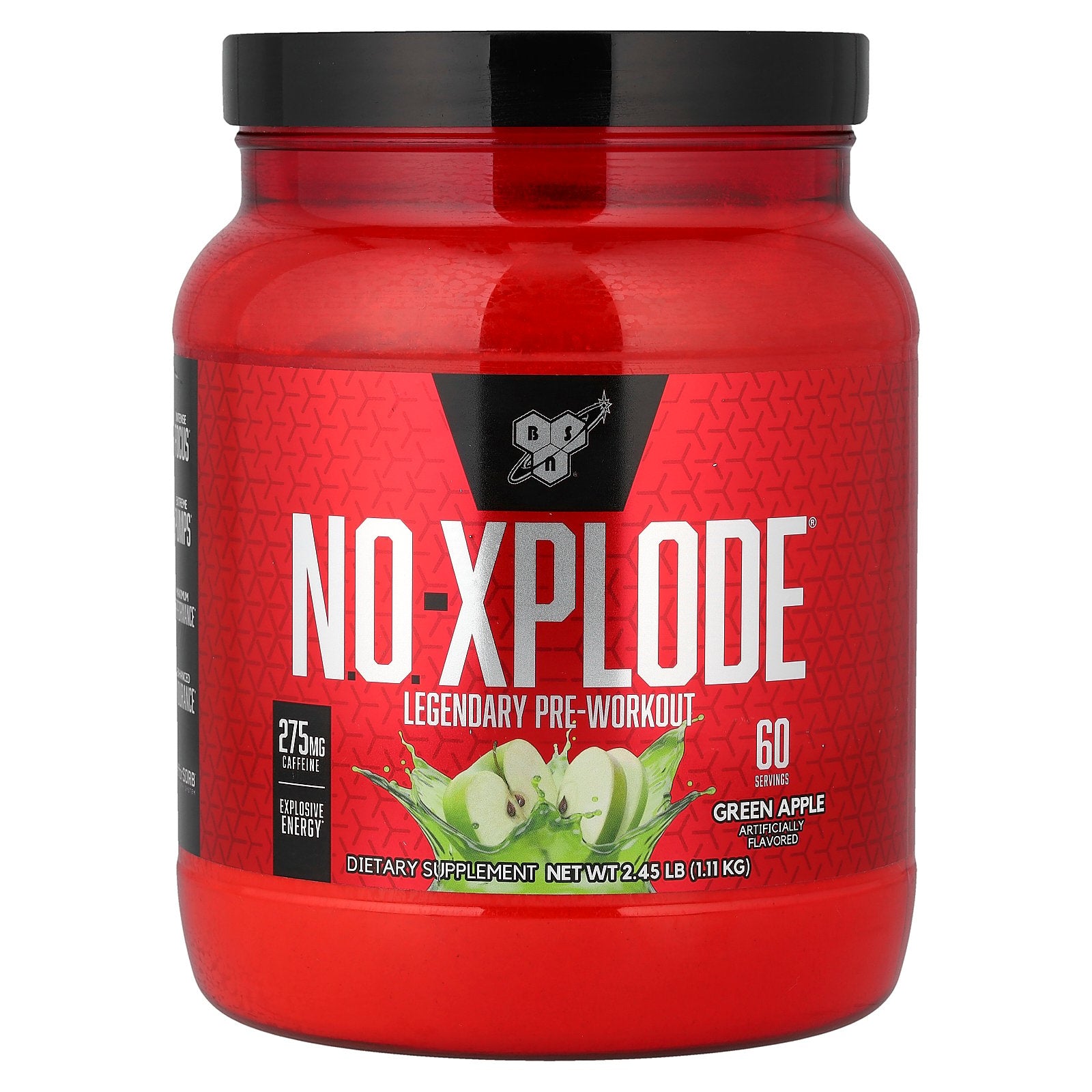 BSN, N.O.-XPLODE®, Legendary Pre-Workout, Green Apple, 2.45 lbs (1.11 kg)