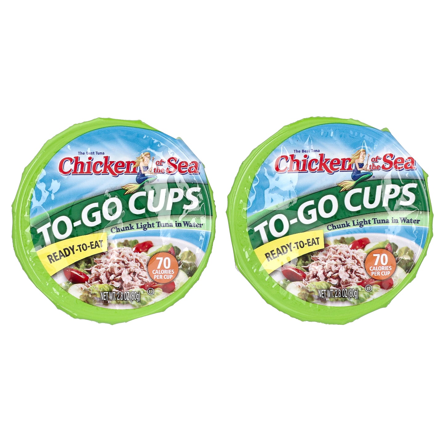 Chicken of the Sea, To-Go-Cups, Chunk Light Tuna in Water, 2 Cups, 2.8 oz Each