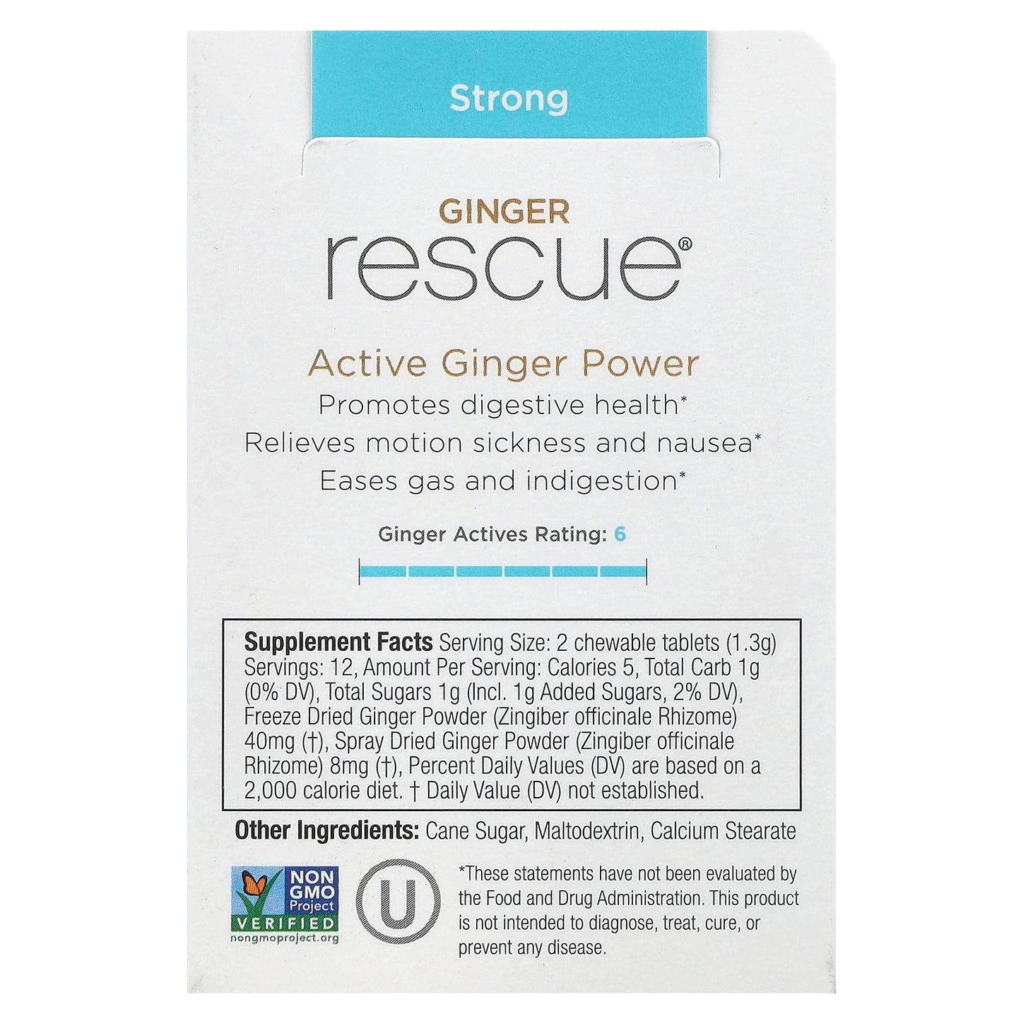 The Ginger People, Ginger Rescue, Chewable Ginger Tablets, Strong, 24 Tablets