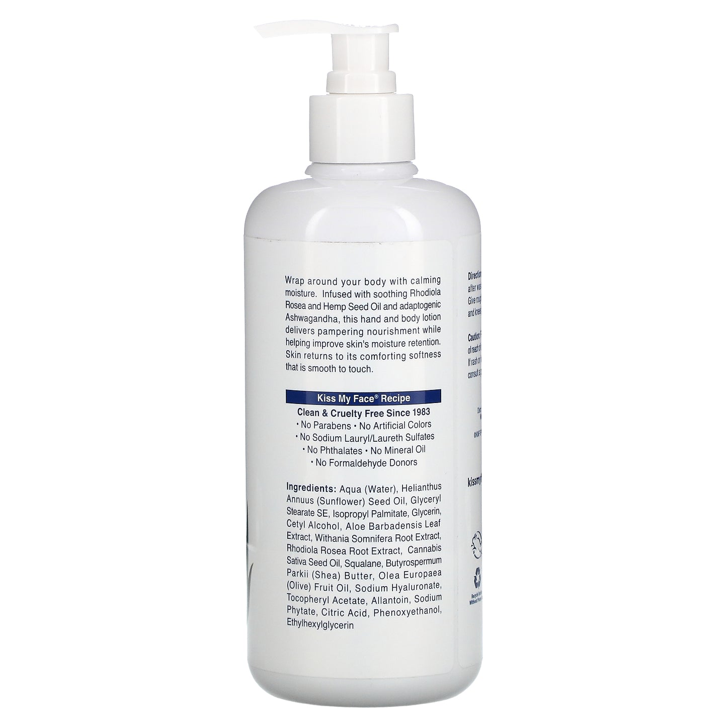 Kiss My Face, De-Stress, Hand & Body Lotion, Fragrance Free, 16 fl oz (473 ml)