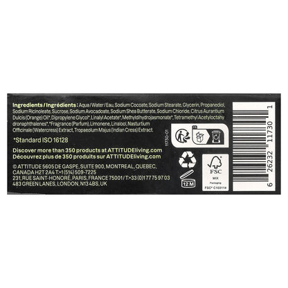 ATTITUDE, Super Leaves™, Body Bar Soap, For Men, Matcha & Bergamot, 4 oz (113 g)