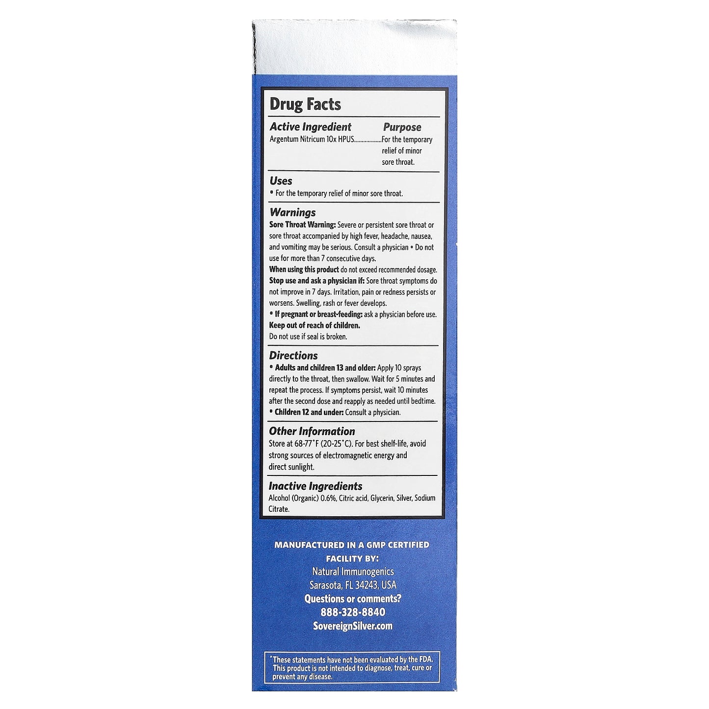 Sovereign Silver, Multi-Symptom Sore Throat Spray, 2 fl oz (59 ml)
