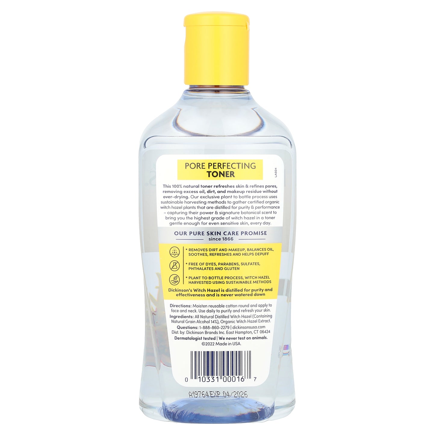 Dickinson Brands, Original Witch Hazel, Pore Perfecting Toner, Fragrance Free, 16 fl oz (473 ml)