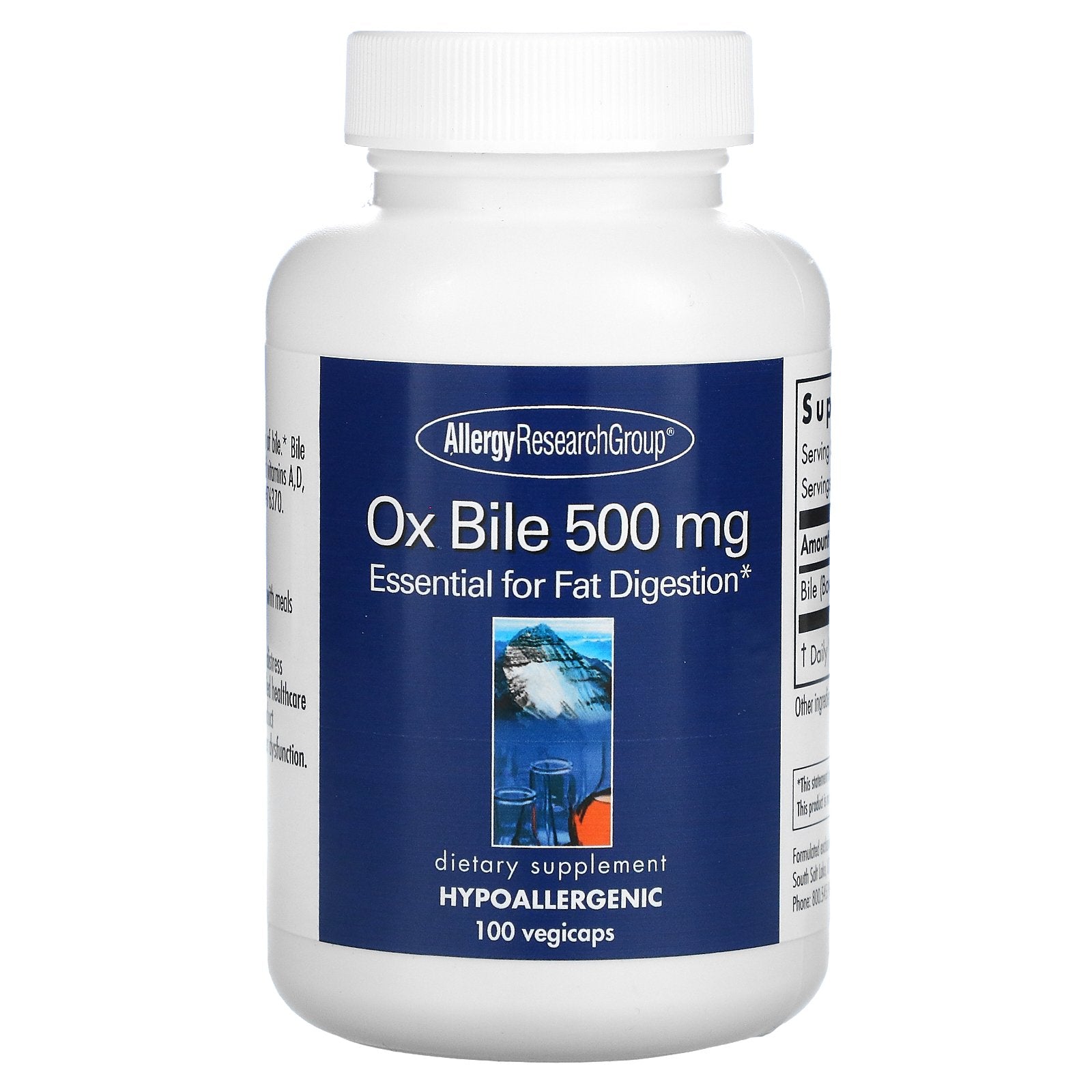 Allergy Research Group, Ox Bile, 500 mg, 100 Vegicaps