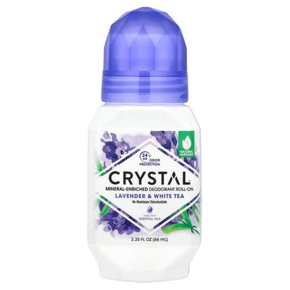 CRYSTAL, Mineral-Enriched Deodorant Roll-On, Lavender & White Tea, 2.25 fl oz (66 ml)