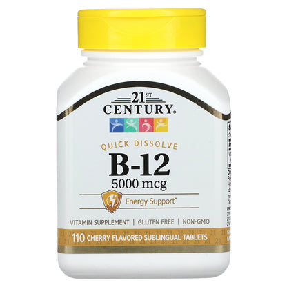 21st Century, Vitamin B-12, Cherry, 5,000 mcg, 110 Sublingual Tablets