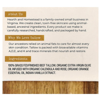 Hearth and Homestead, Whipped Tallow Balm, Vanilla Orange, 1.3 oz (37 g)