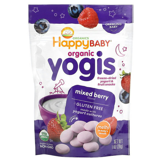 Happy Family Organics, Happy Baby, Organic Yogis, Freeze Dried Yogurt & Fruit Snacks, Mixed Berry, 1 oz (28 g)