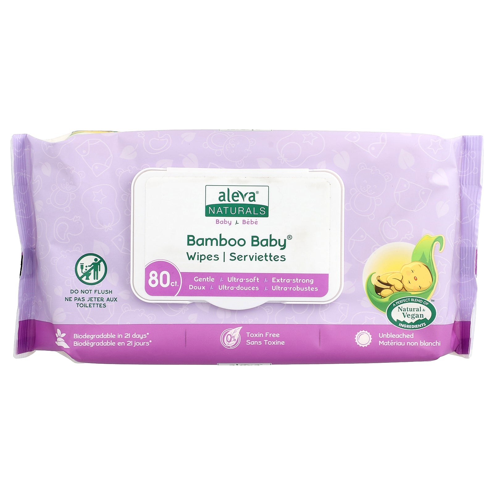 Aleva Naturals, Bamboo Baby® Wipes, 80 Wipes