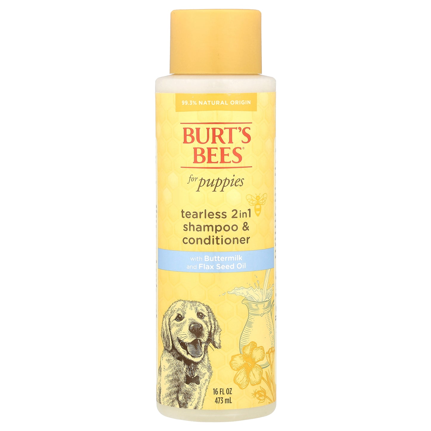 Burt's Bees, Tearless 2 in 1 Shampoo & Conditioner with Buttermilk & Flaxseed Oil, For Puppies, 16 fl oz (473 ml)