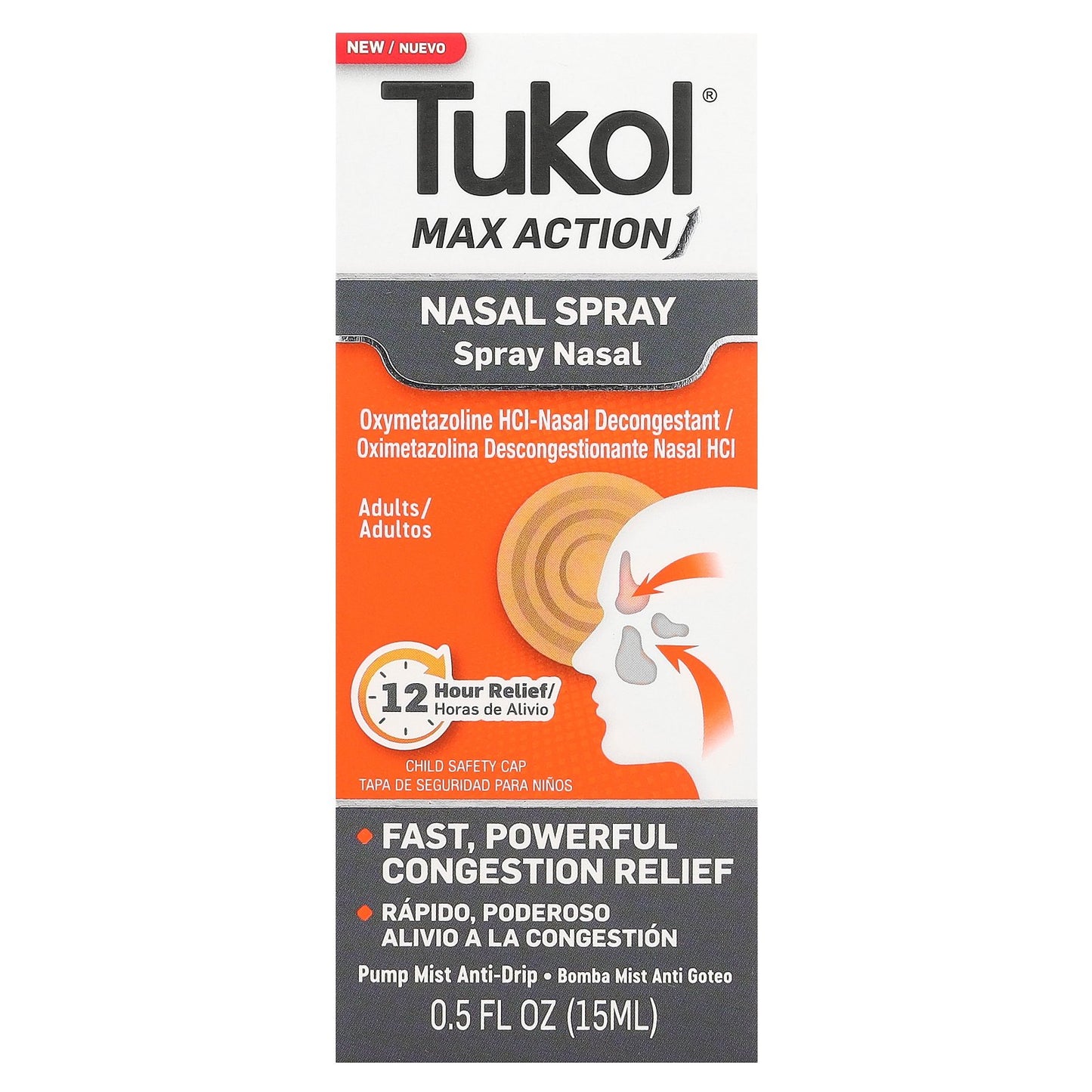 Tukol, Max Action, Nasal Spray, Adults, 0.5 fl oz (15 ml)