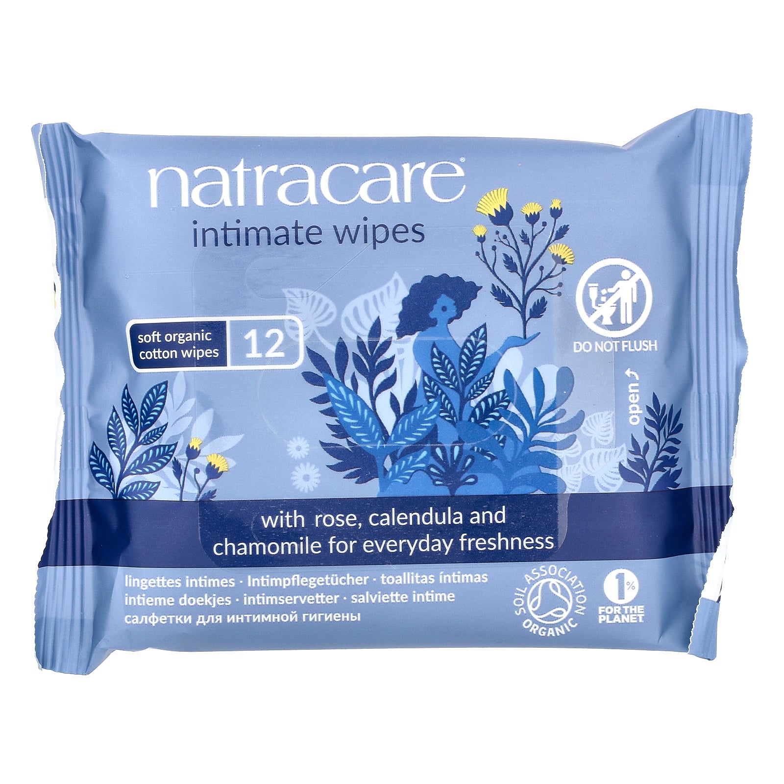 Natracare, Soft Organic Cotton Intimate Wipes, 12 Wipes