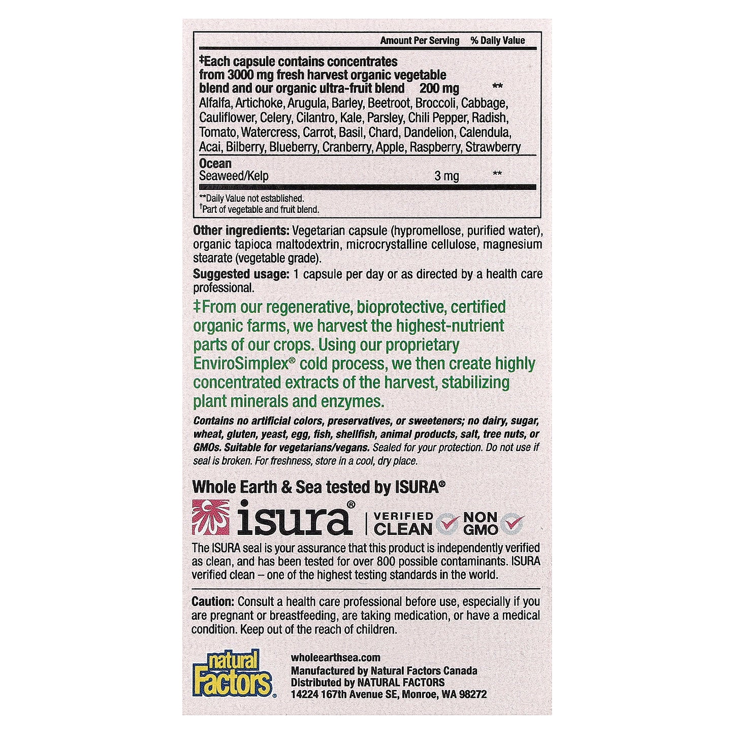 Natural Factors, Whole Earth & Sea®, Women's 50+ Multi, 60 Vegetarian Capsules