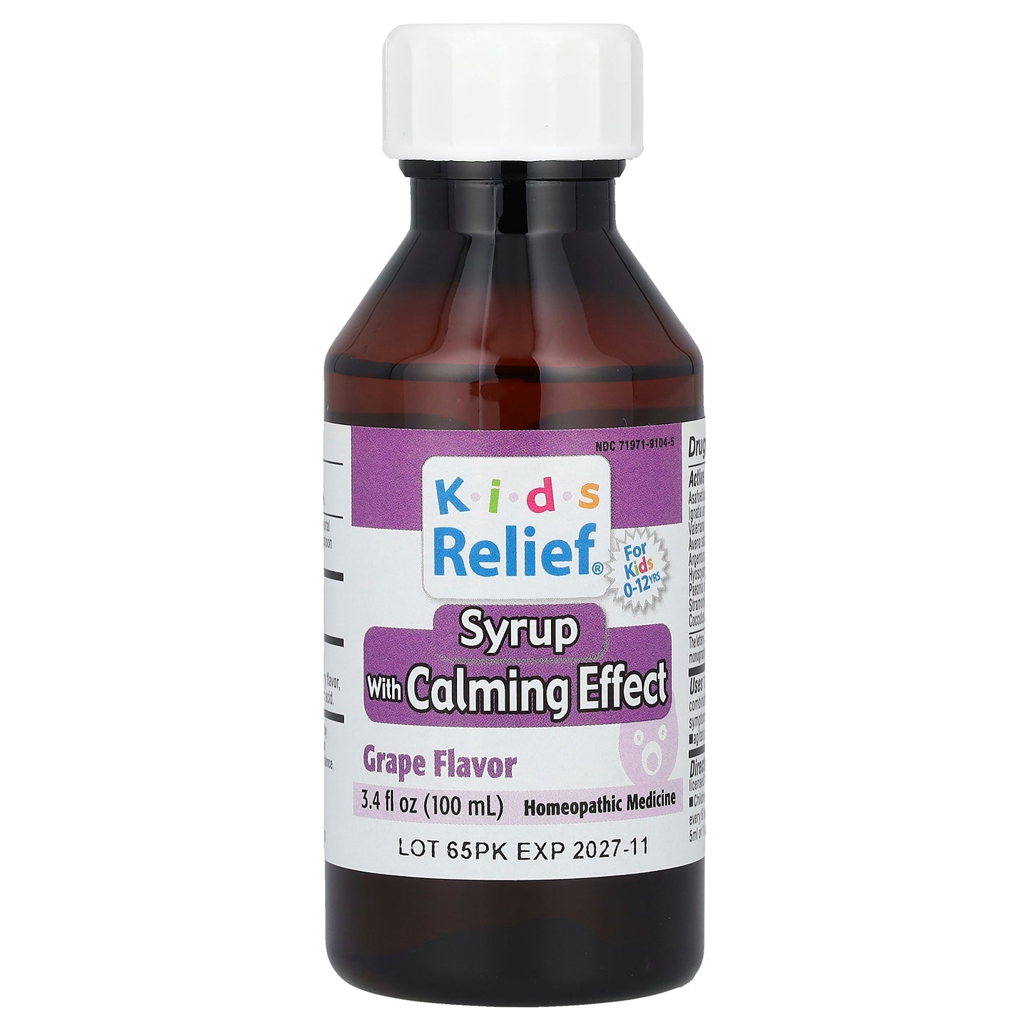 Homeolab USA, Kids Relief®, Syrup with Calming Effect, 0-12 Years, Grape, 3.4 fl oz (100 ml)