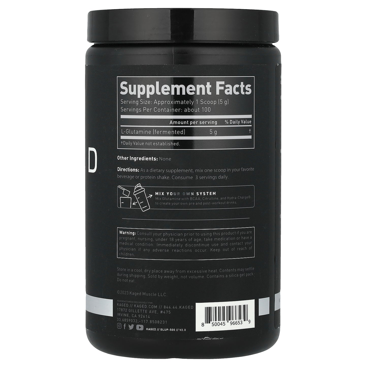 Kaged, Glutamine, Unflavored, 17.6 oz (500 g)