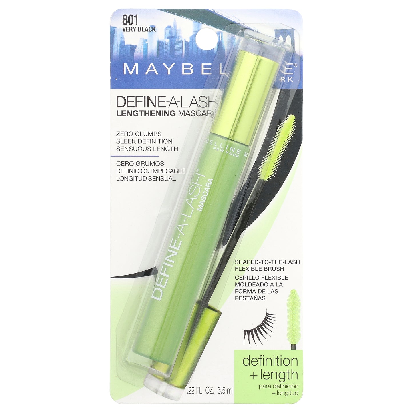 Maybelline, Define-A-Lash, Lengthening Mascara, 801 Very Black, 0.22 fl oz (6.5 ml)