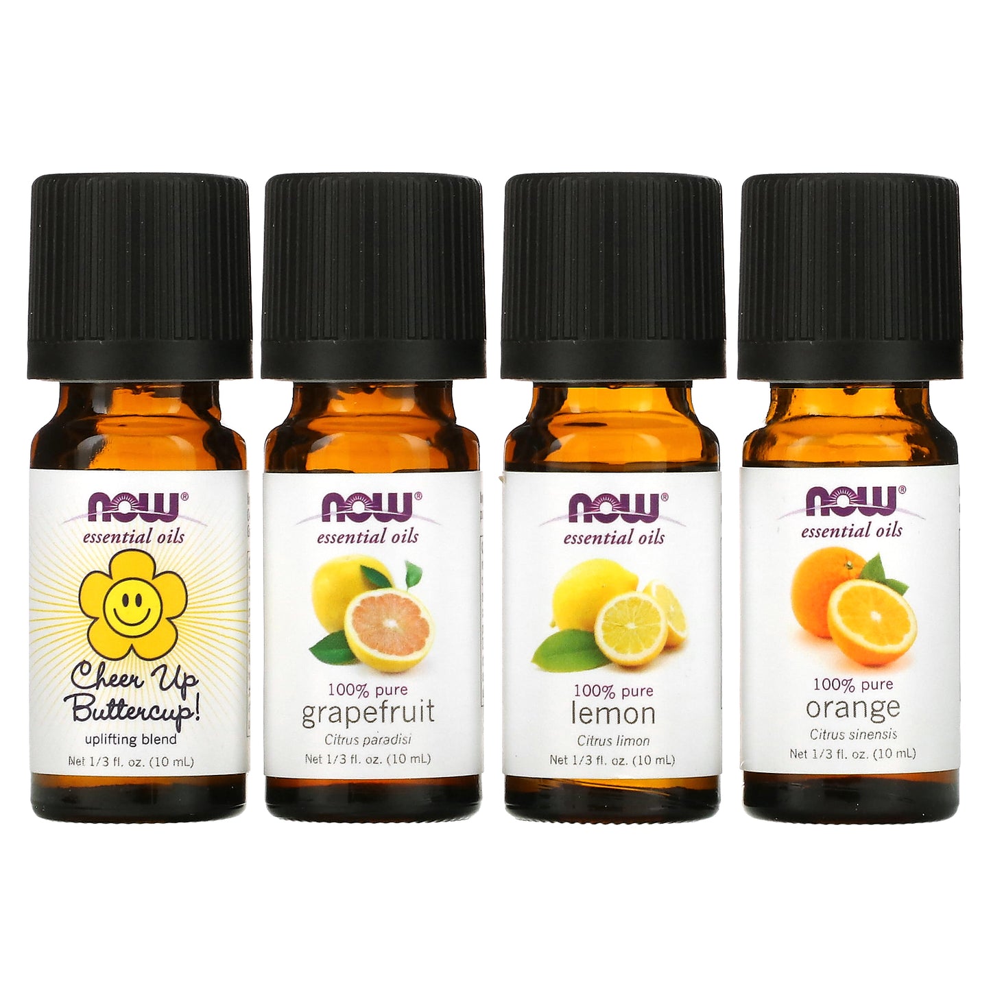 NOW Foods, Solutions, Put Some Pep in Your Step, Uplifting Essential Oils Kit, 4 Bottles, 1.3 fl oz (10 ml) Each