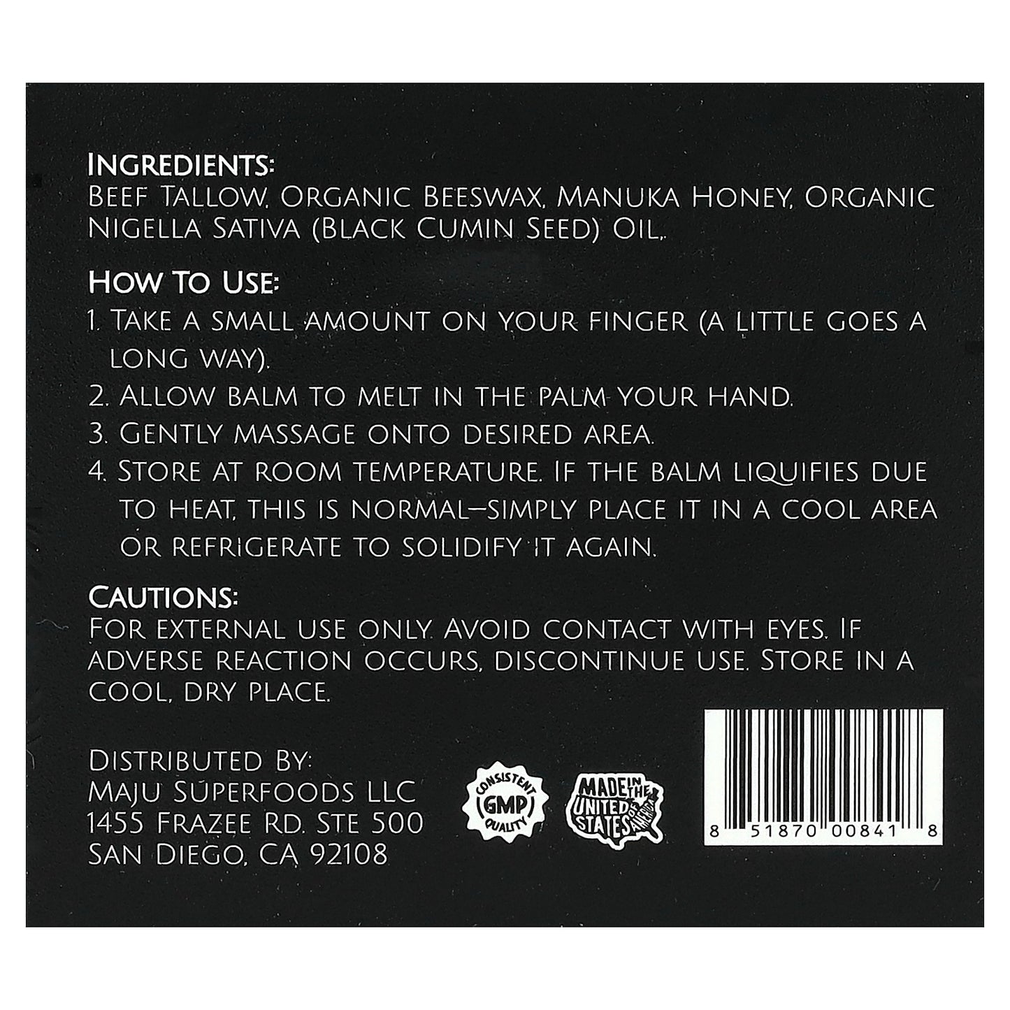 Maju Superfoods, Tallow Honey Balm, Unscented, 2 fl oz (59.15 ml)