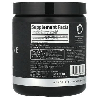 Kaged, Citrulline, Unflavored, 7.05 oz (200 g)