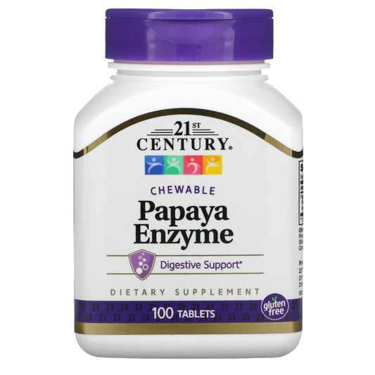 21st Century, Papaya Enzyme, Chewable, 22 mg, 100 Tablets