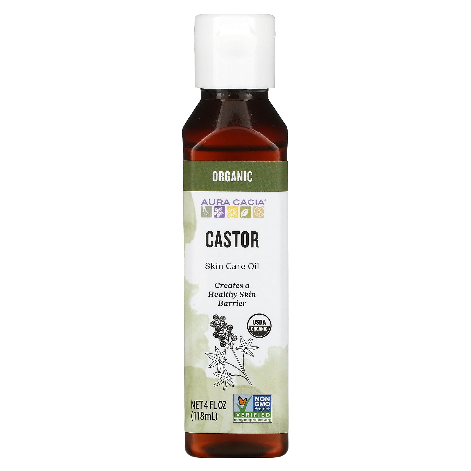 Aura Cacia, Skin Care Oil,  Castor, 4 fl oz (118 ml)