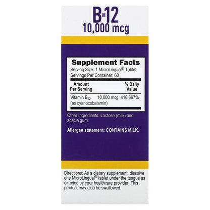Superior Source, Cyanocobalamin B-12, 10,000 mcg, 60 MicroLingual Instant Dissolve Tablets