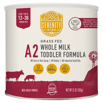 Serenity Kids, A2, Grass Fed Whole Milk Toddler Formula, For Tots 12-36 Months, 21 oz (595 g)
