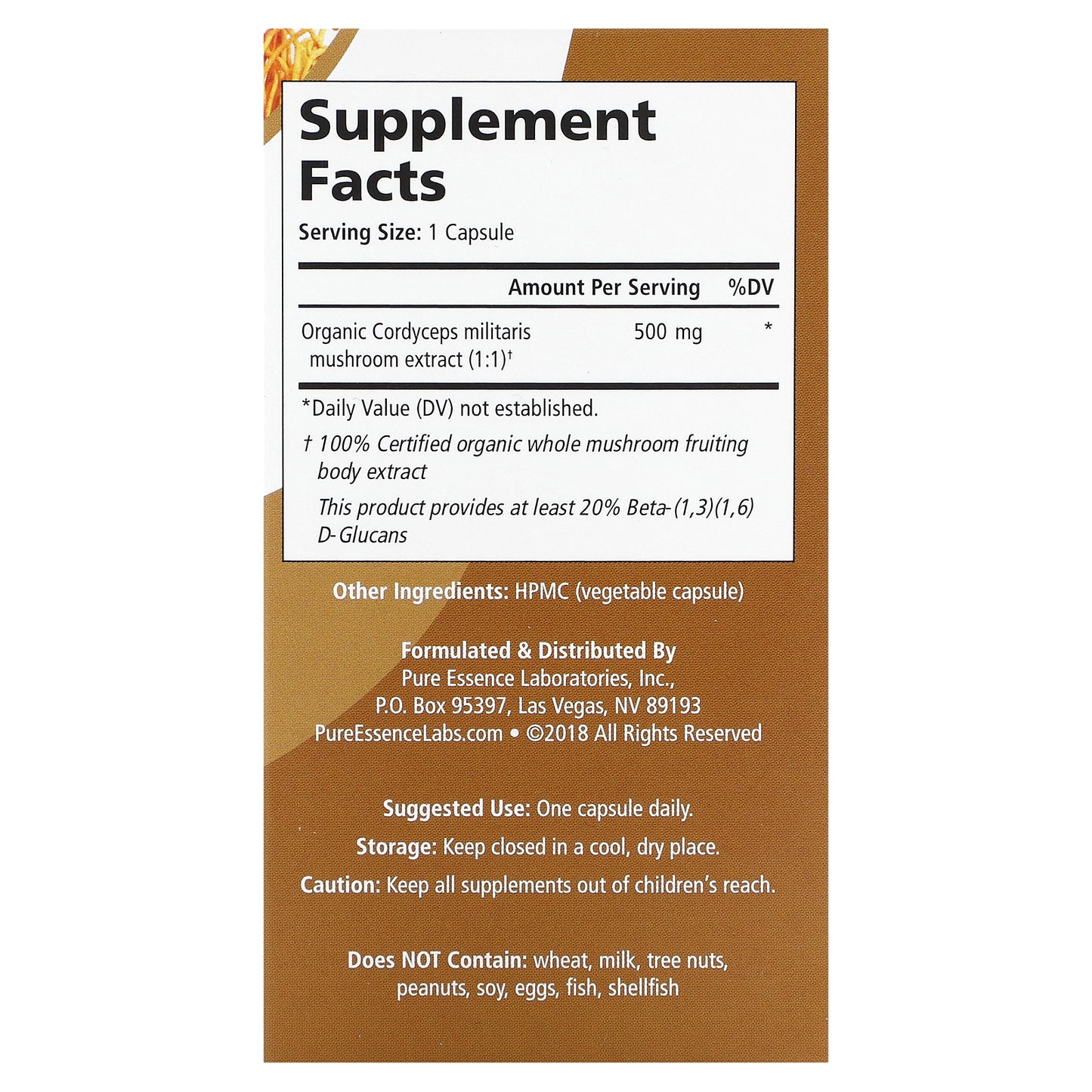 Pure Essence, MyPure, Cordyceps, 500 mg, 60 Vegi-Caps