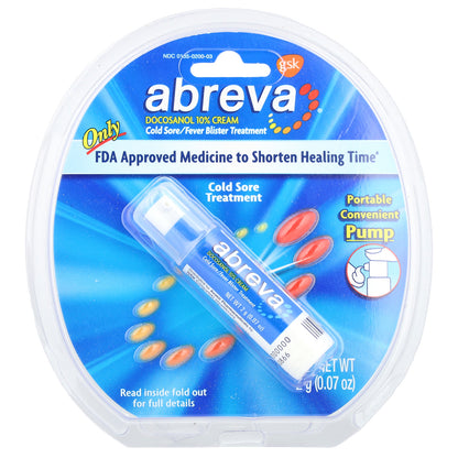 Abreva, Cold Sore/Fever Blister Treatment, Pump, 0.07 oz (2 g)