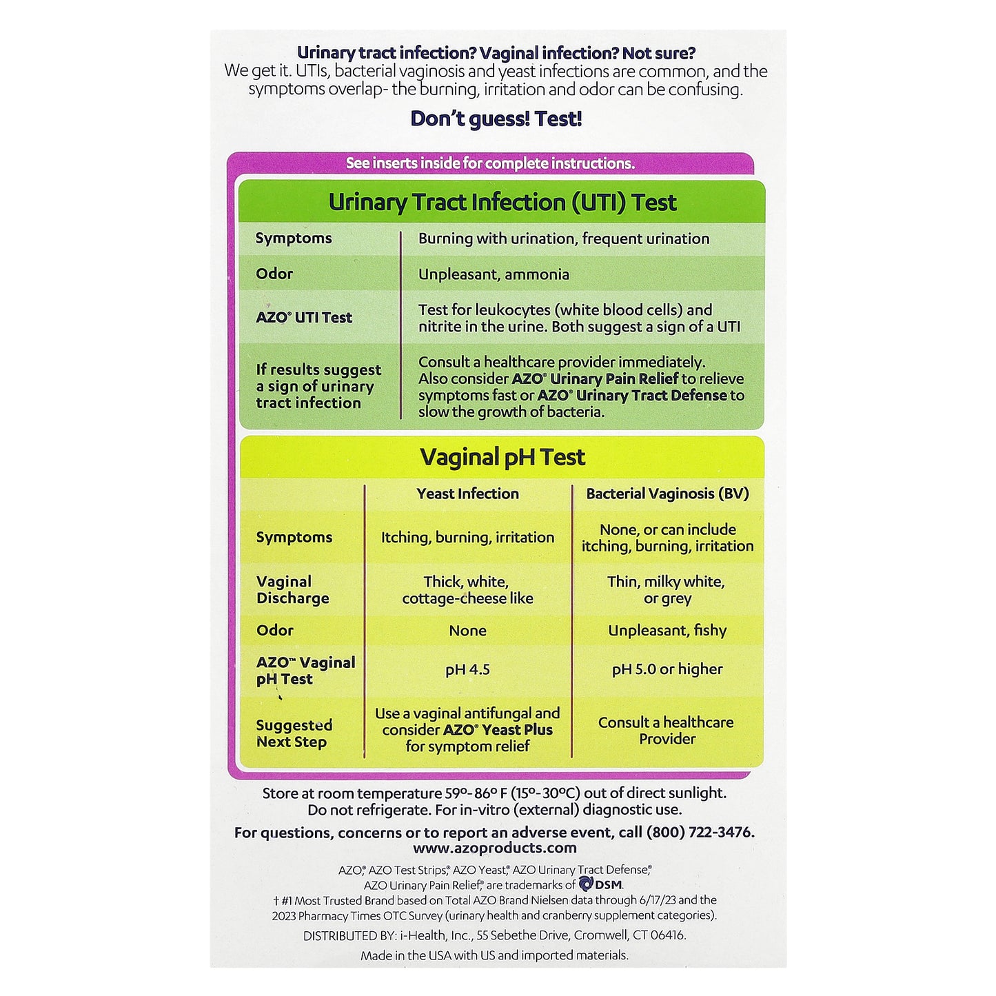 AZO, UTI & Vaginal pH Test Kit , 2 Piece Kit