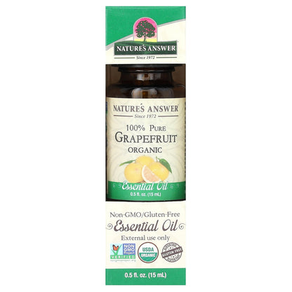 Nature's Answer, 100% Pure Organic Essential Oil, Grapefruit, 0.5 fl oz (15 ml)