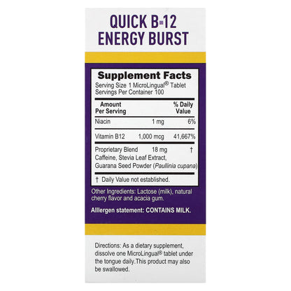Superior Source, Quick B-12 Energy Burst, 1,000 mcg, 100 MicroLingual Instant Dissolve Tablets
